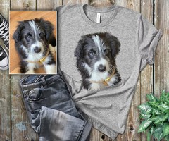 Custom Pet Portrait Comfort Tee Personalized Dog Cat Pet Lover Gift Shirt