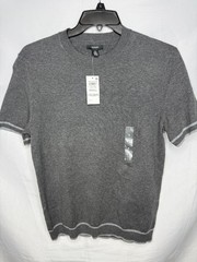 NWT Alfani Mens Charcoal Heather Gray Knitted Short-Sleeve Crewneck T-Shirt S