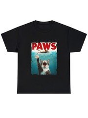 Funny Paws Cat Graphic Print Black T Shirt Humorous Casual Short Sleeve Top