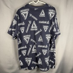 Reebok Mens T Shirt 2XL Blue AOP Graphic Tee Short Sleeve Skater Sports Classic