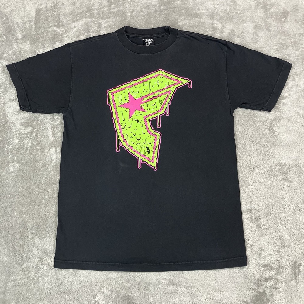 Y2K Famous Stars And Straps Shirt Mens Medium Black Slime Classic Logo Print