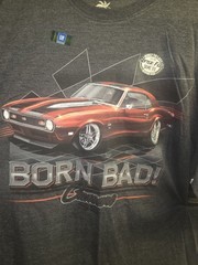 Official GM Charcoal Gray Born Bad Chevy Camaro SS T Shirt Size XXL NEWPORT BLUE