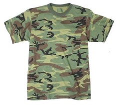 Woodland Camo w/ Front Pocket T-Shirt Camouflage US Army Navy Hunting Hiking