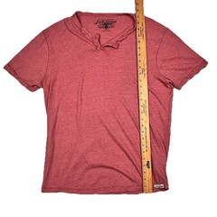 Lucky Brand Mens Short Sleeve Henley T-Shirt Faded Red Heathered Size L 80318