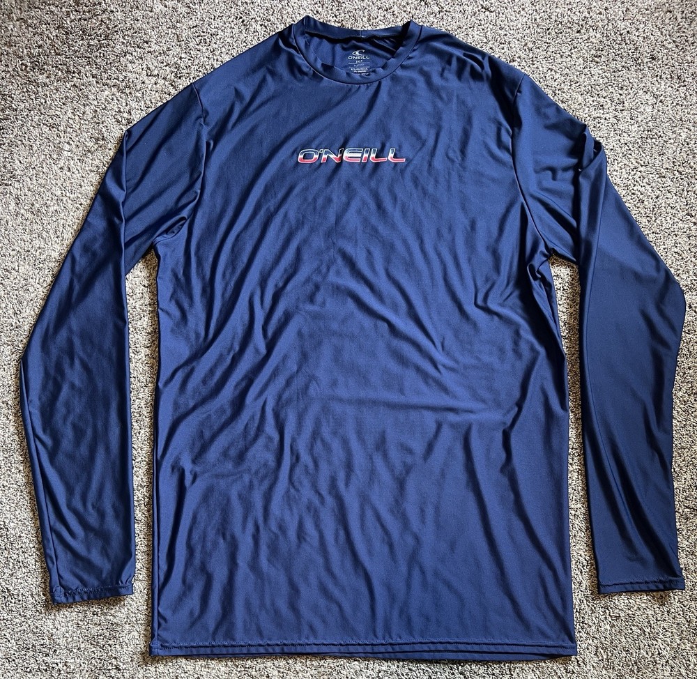 Oneill 50+ UV T-Shirt Mens 3XLT Slim Fit Blue Water Sun Shirt Long Sleeve