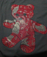 New Fashion Rhinestones Bear Diamond Short Sleeve Luxury Men Black T-Shirt