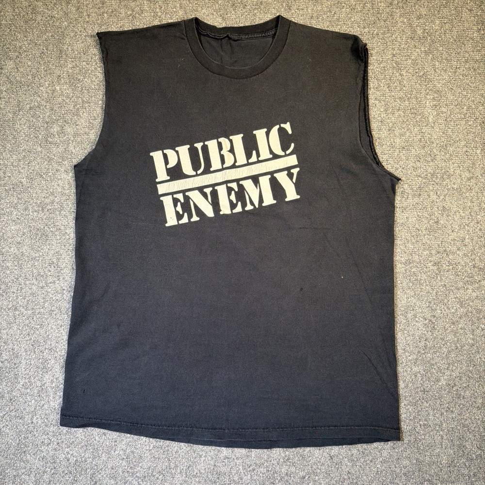 Vtg Public Enemy Shirt Mens LARGE black 1990s Size L Nice Fade