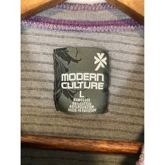 Skater Grunge Modern Culture Men Large Grey Purple Striped Contrast Henley Shirt