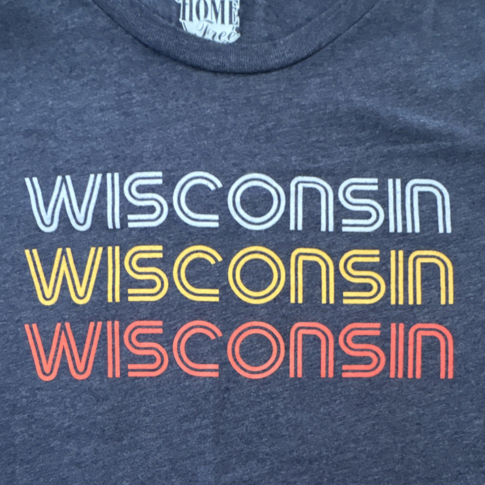 Home Free Wisconsin Graphic T-Shirt 2XL Dark Gray Polyester Cotton Rayon