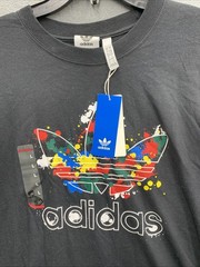 Adidas Graphic Logo Tee T-Shirt Men’s Large Black Trefold Splatte Dead Stock New