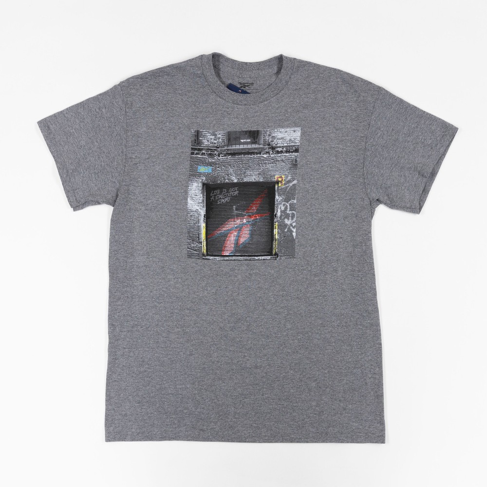 Reebok Men Logo Graphic T-Shirt Dark Gray Size XL