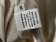 Buck Mason Beige Sand Curved Hem Tee Pima Cotton T Shirt Mens M – New w/ Defect
