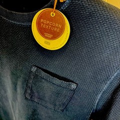 Common People Men Shirt Medium Pull Over blue popcorn texture Chest Pocket New