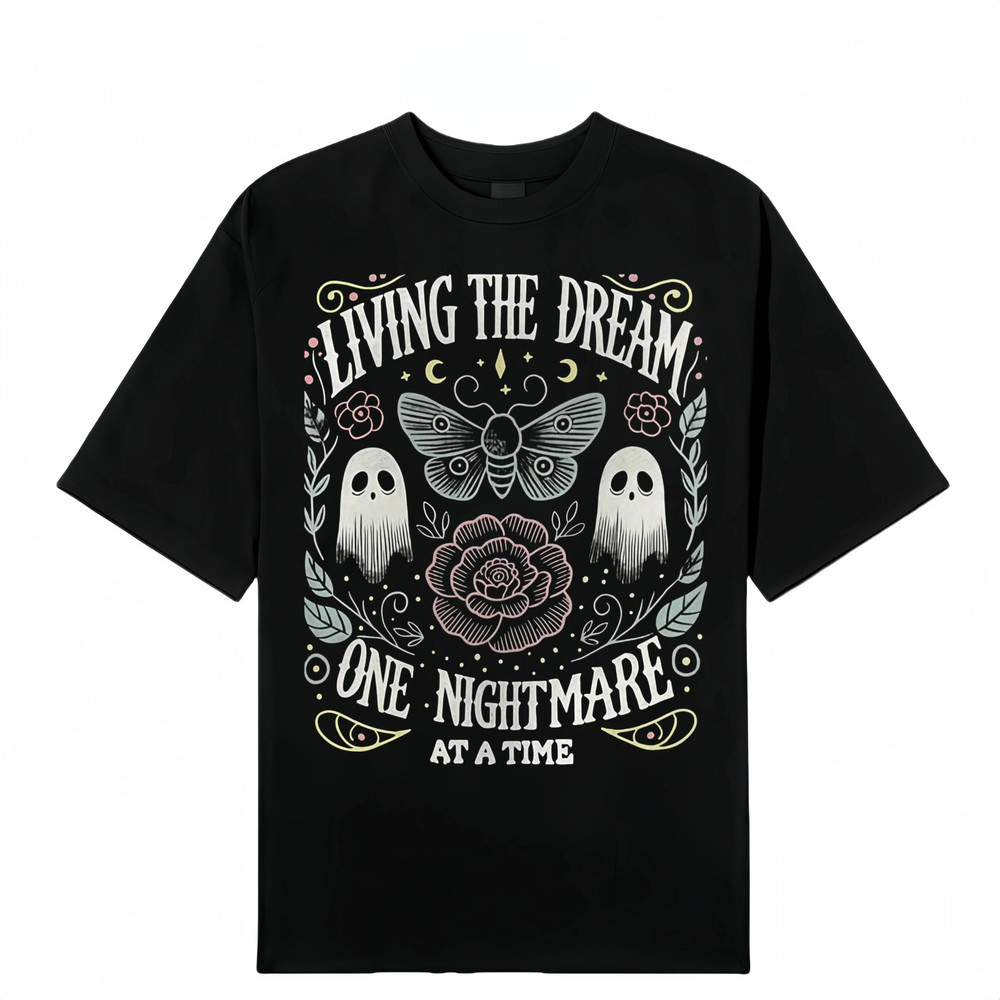 Women’s Soft Fabric Vintage-Inspired Streetwear Short-Sleeve T-Shirt – “Living T