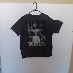 The Greatest Muhammad Ali Tshirt Gray Screenprint SS Men L Small Flag Boxing