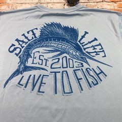 Salt Life Shirt Adult M Blue Performance Fishing Boating Beach Outdoor Tee Mens
