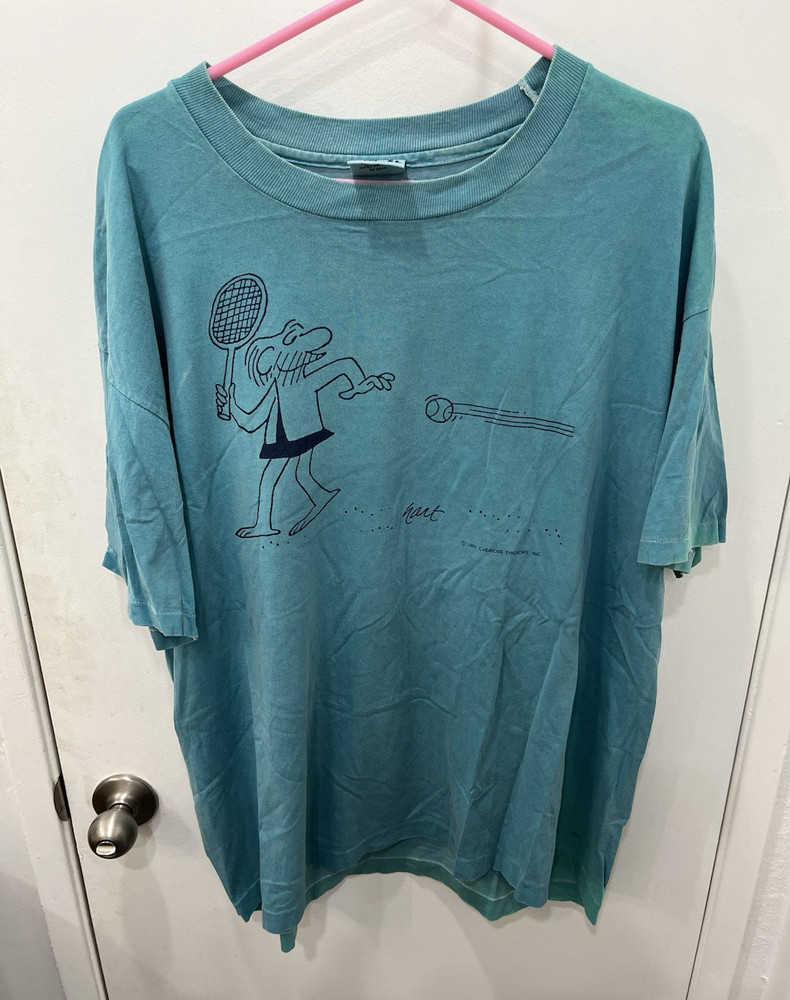 Vintage 90s BC Comic Hagar the Horrible Shirt Teal XL Anvil Authentic Pigment