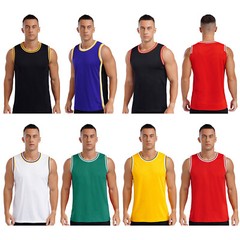 Mens Jersey Breathable Top Outdoor Vest Athletic Tank Round Neck T-shirt Gym