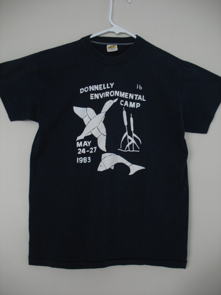 VTG 70s Russell Athletic Gold Tag Exc Condition NAVY Graphic Shirt Men S 34-36