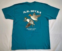 90’s Vintage Shirt M.R. Ducks OCMD ’95 Teal Graphic Chest Pocket Duck Tee Sz XL