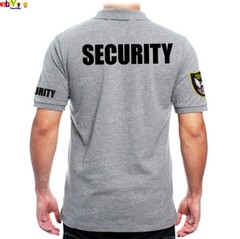 MEN’S PRINTED SECURITY POLO T-SHIRT UNIFORM EMBROIDERY BADGE POLICE STAFF PARTY