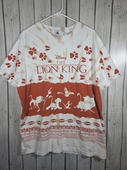 Disney The Lion King TShirt White Orange Size XL Tye Dye Simba Timon Pumba Print