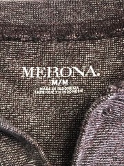 Merona Henley Shirt Mens Medium Gray Long Sleeve Tagless Jersey Tee Casual