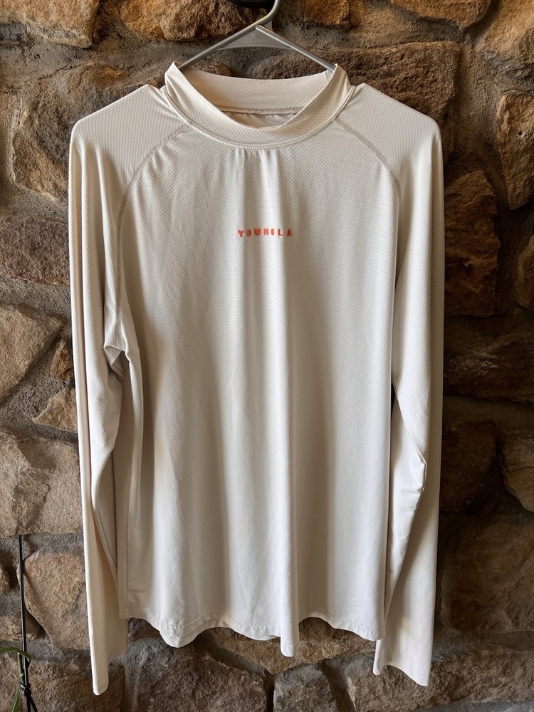 YoungLA men’s Long Sleeve High Neck Shirt Cream Medium