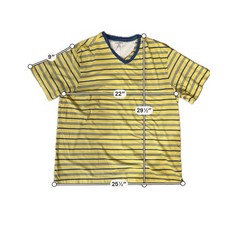 G.H. Bass & Co. T Shirt 2XL Yellow Blue Horizontal Striped Cotton Nautical Vaca