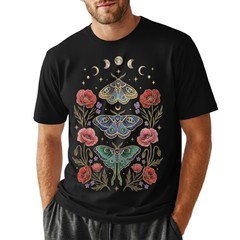 Celestial Moth T-Shirt Luna Moon Phase Flower Cottagecore Witchy Tee