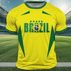 Men’s Flag Brazil T Shirt Short Sleeve T shirt 3D Print Crew Neck Shirt