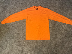 Set 3 pieces. Gildan Heavy Cotton Long Sleeve T-Shirt Safety Orange Unisex