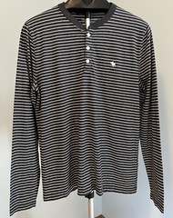 Men’s Abercrombie And Fitch Long Sleeve Henley Shirt Muscle Gray Striped Medium