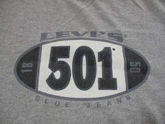 Vintage Levi’s 501 Blue Jeans Shirt Mens XL Gray Graphic Tee Made USA 90s