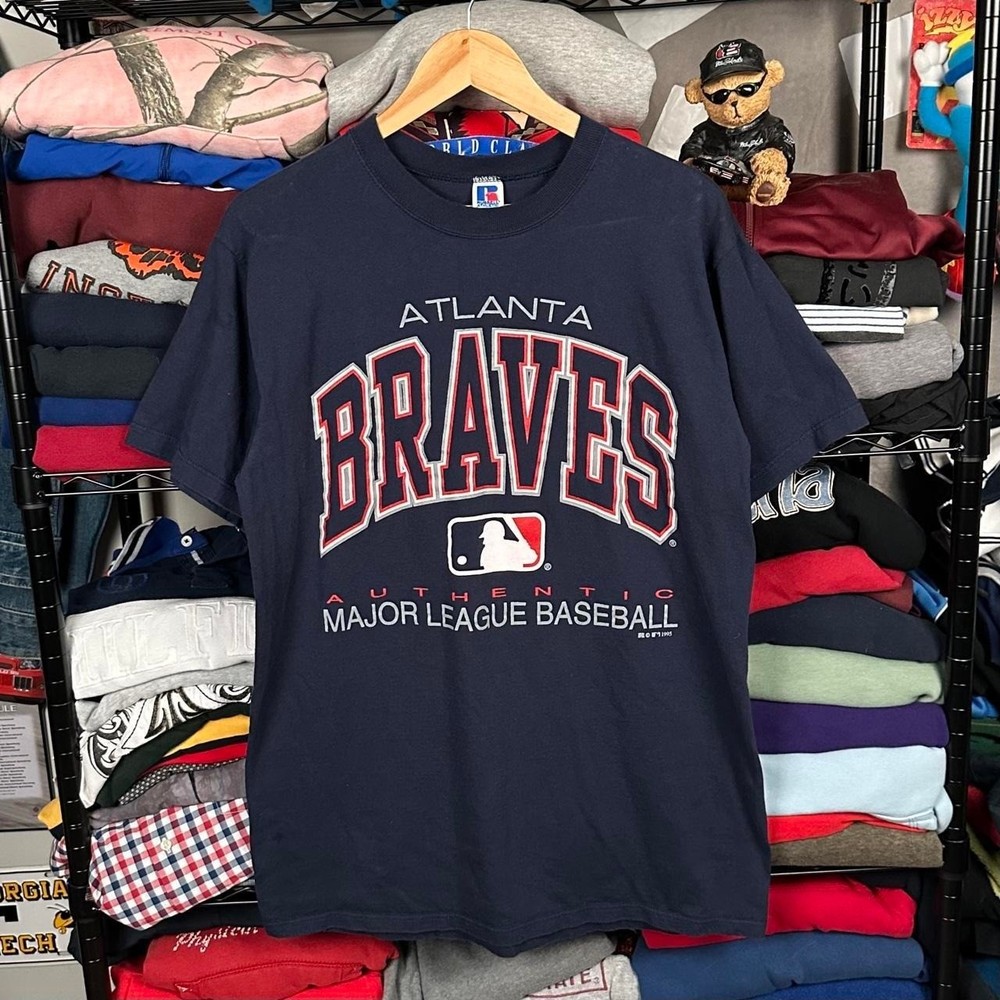 Vintage 90s Russell Athletic Atlanta Braves Baseball T Shirt Fits Medium