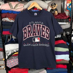 Vintage 90s Russell Athletic Atlanta Braves Baseball T Shirt Fits Medium