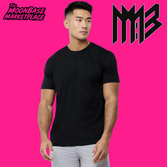 Mens Ultra Soft Premium Black Crew Neck T-Shirt 60/40 Cotton Athletic Fit