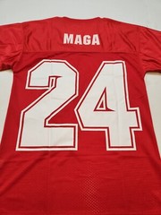 MAGA Kid Rock American Badass #24 Red Jersey T-Shirt S