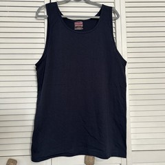 MINT Vtg 90s Expressions Blank Tank Top Navy L USA Single Stitch Paper Tag