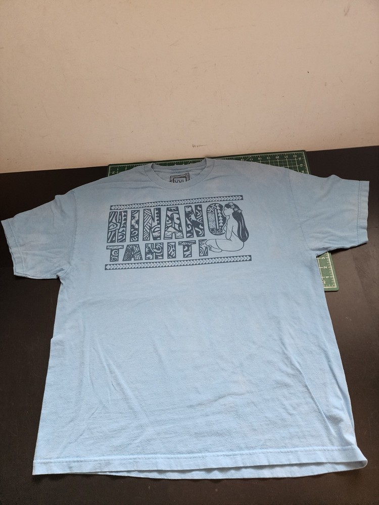 Hinano Hawaii Tahiti T Shirt Blue Tee men’s size XXL 2XL Hula Girl Graphic