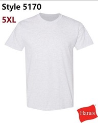 Hanes 5170 5XL EcoSmart Crewneck Short Sleeve Tee Unisex Pit to Pit 31″ Ash