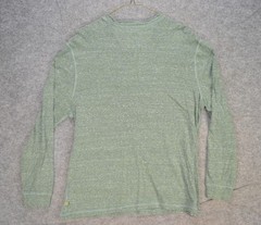 True Grit Henley Shirt Mens XL Green Long Sleeve Slub Knit Cotton Rayon Heather