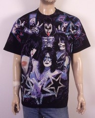 vintage 00s Y2K throwback Single Stitch Kiss AOP T-Shirt All Over Print Roxx XL