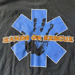 Fruit of the Loom Hands On Rescue Graphic T-Shirt Mens Large Black Heavy Cotton