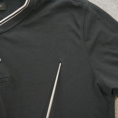 Banana Republic Shirt Mens Medium Black Henley Short Sleeve Contrasting Trim