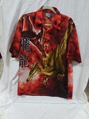 Y2K Men’s Vintage Trust ” Flying Dragon” Button Up Shirt Med.