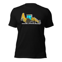 Backhoe T-Shirt, Adult Clothing, Yellow Construction Vehicle, Comfy