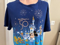 Disney 50 Years celebration Mickey Mouse Goofy T shirt men Blue 2X/3X Colorblock