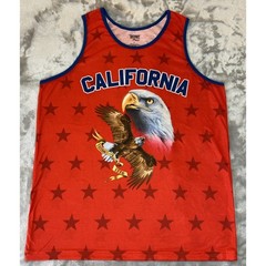 Home Free Tank Top Mens Large Red California Bald Eagle Patriotic Stars 1776