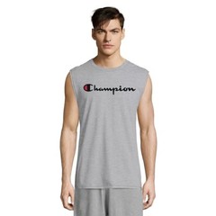New Mens Champion Classic Jersey Muscle T-Shirt Tee Script Logo Tank Top – Gray